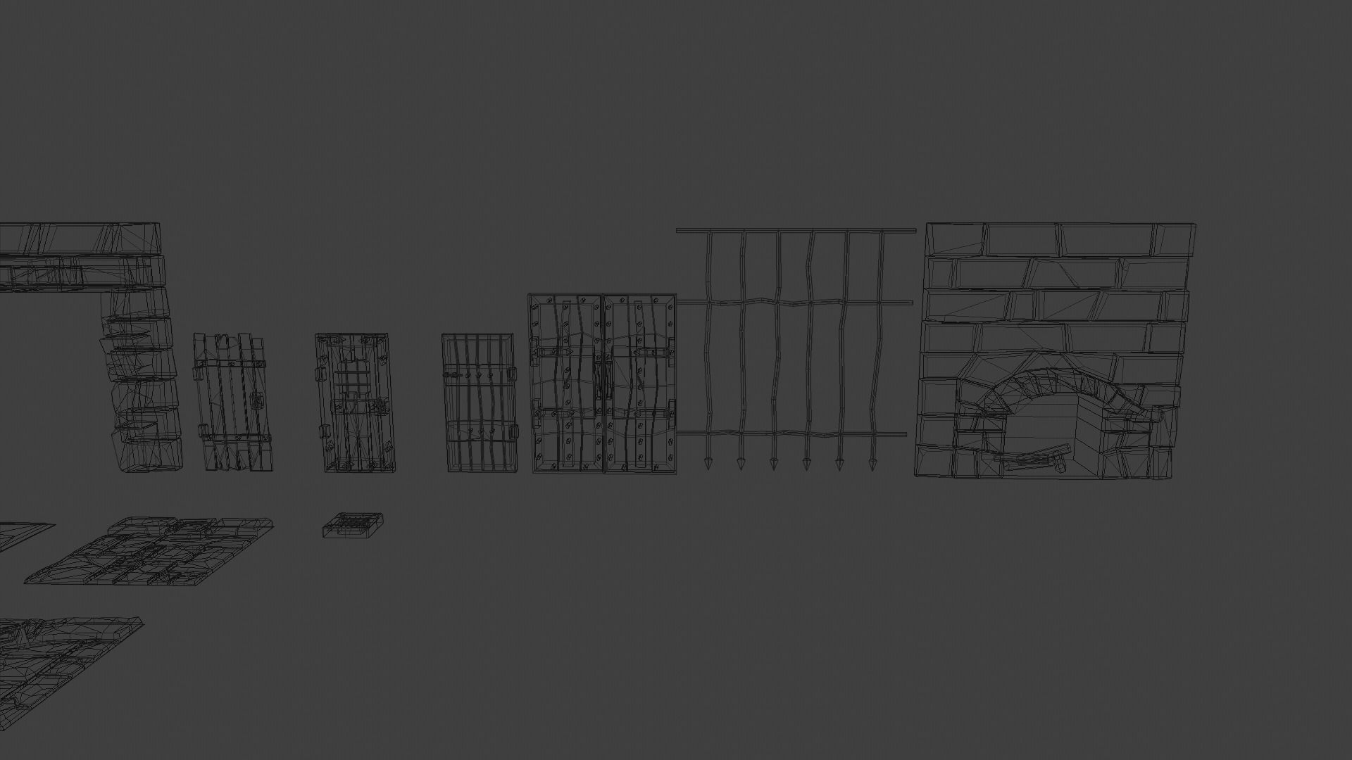 Dungeon complete set Low-poly 3D model_20