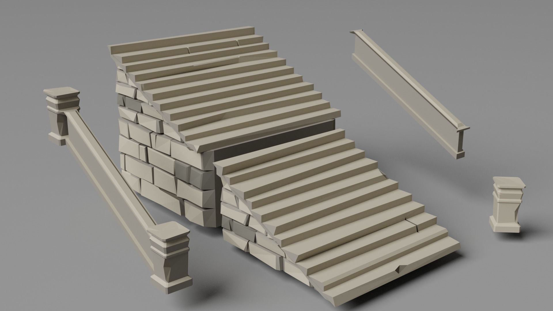 Dungeon complete set Low-poly 3D model_13