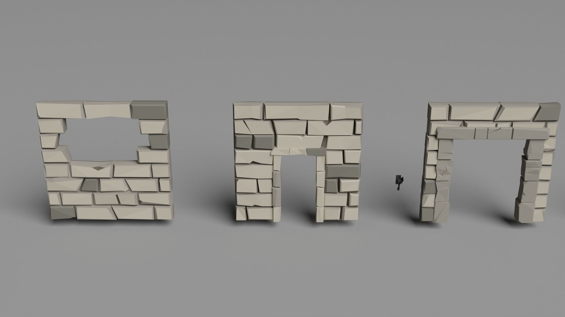 Dungeon complete set Low-poly 3D model_15