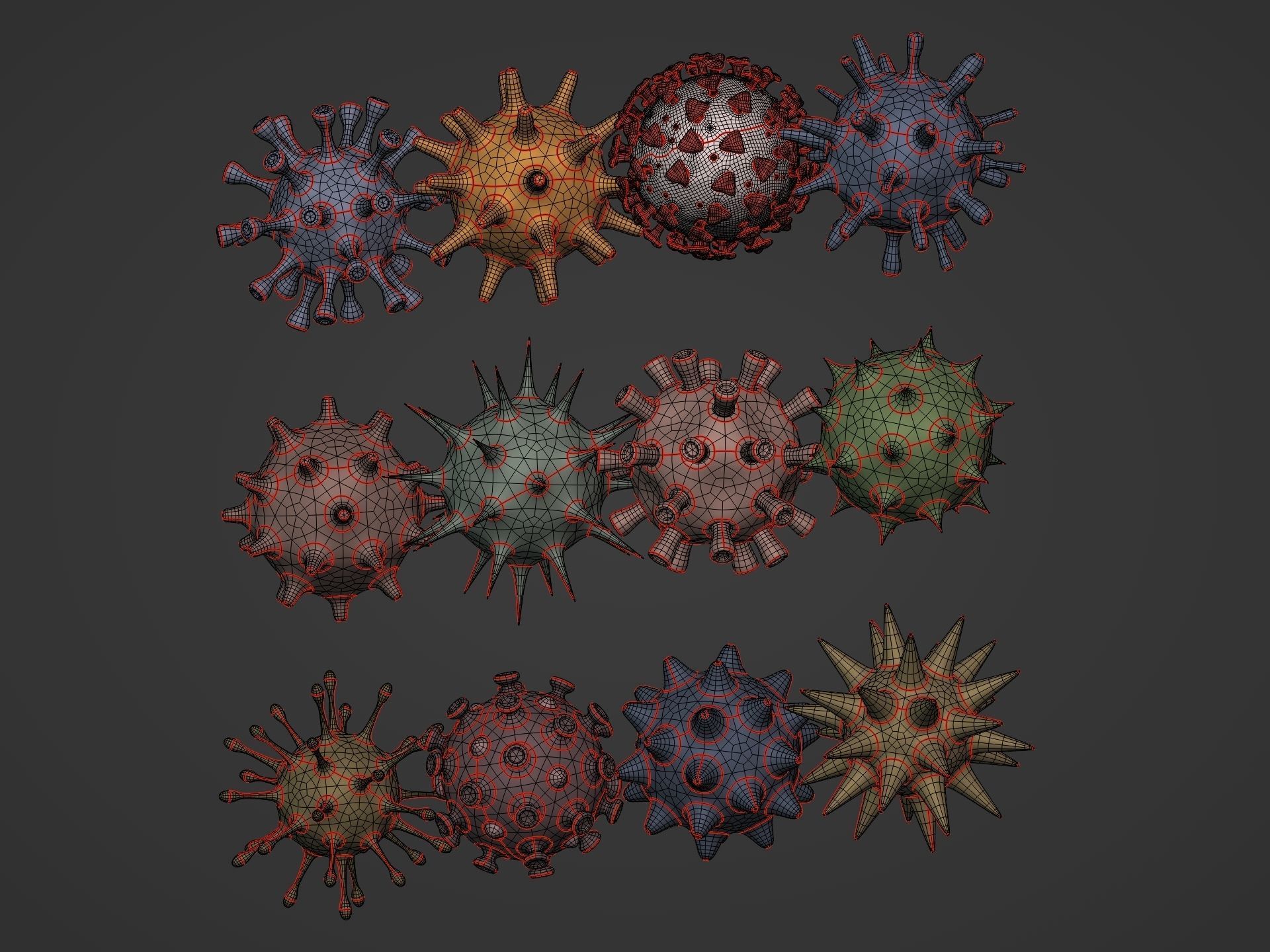 viruses and Cells Collection Low-poly 3D model_5