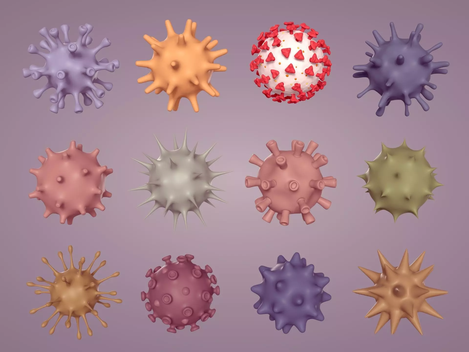 viruses and Cells Collection Low-poly 3D model_0