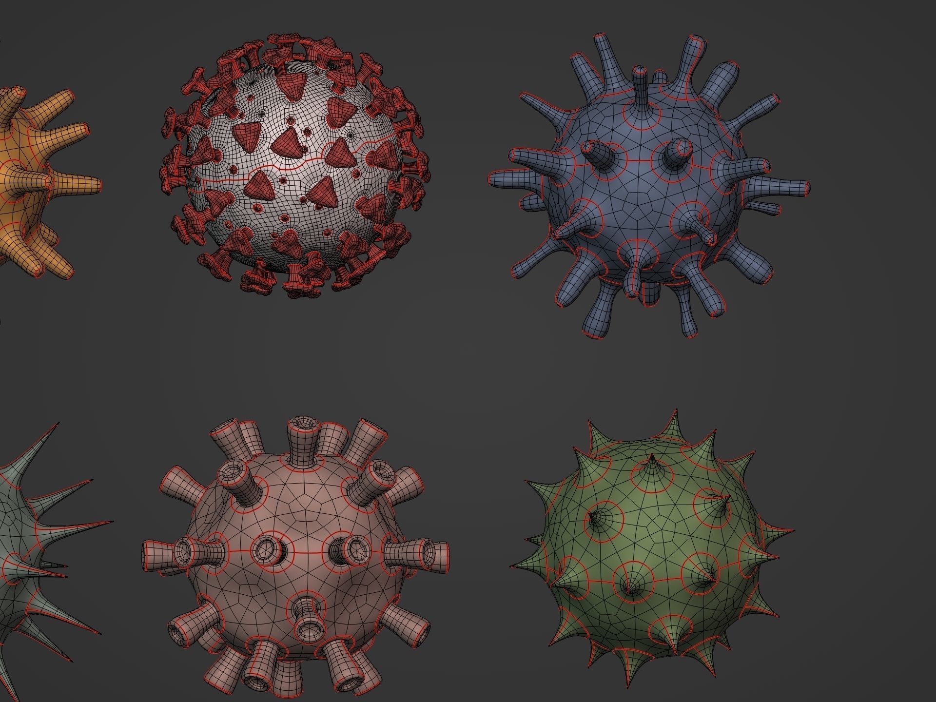 viruses and Cells Collection Low-poly 3D model_11