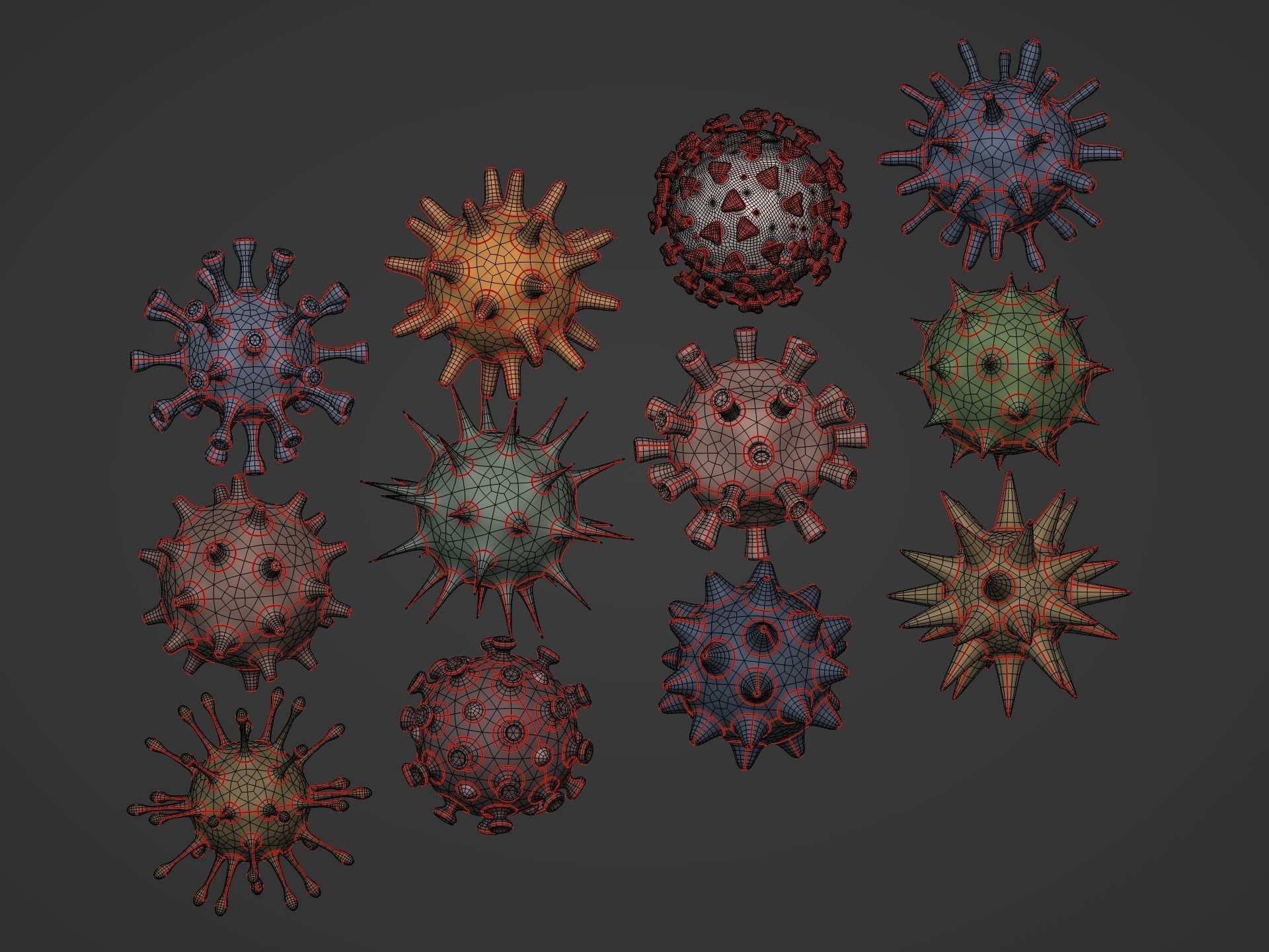 viruses and Cells Collection Low-poly 3D model_7