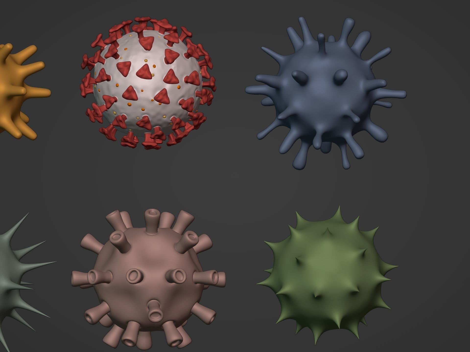viruses and Cells Collection Low-poly 3D model_10