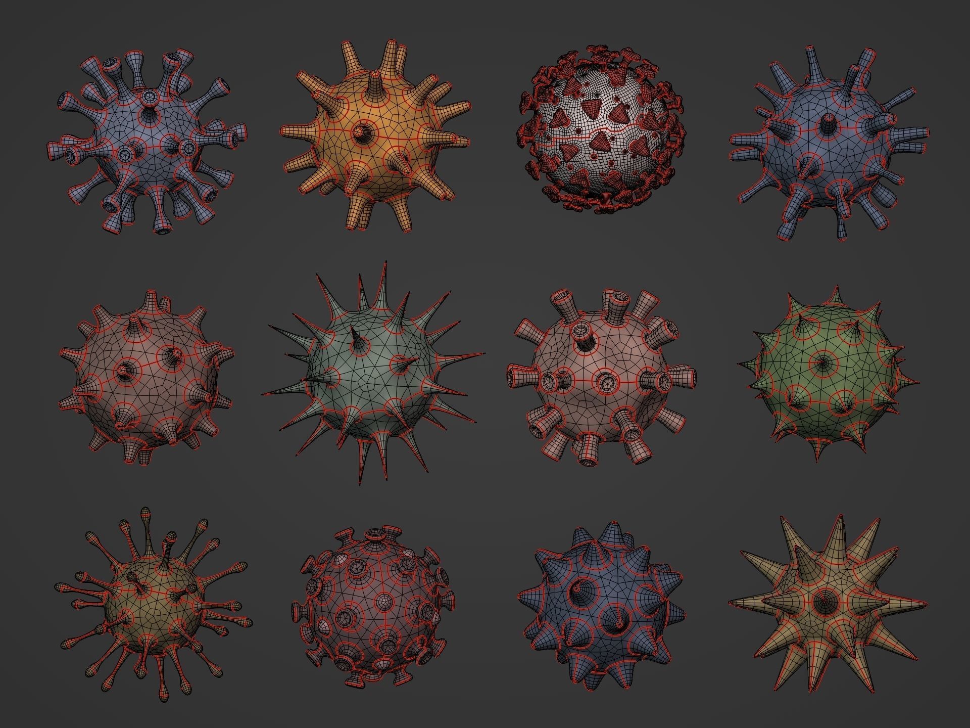 viruses and Cells Collection Low-poly 3D model_2
