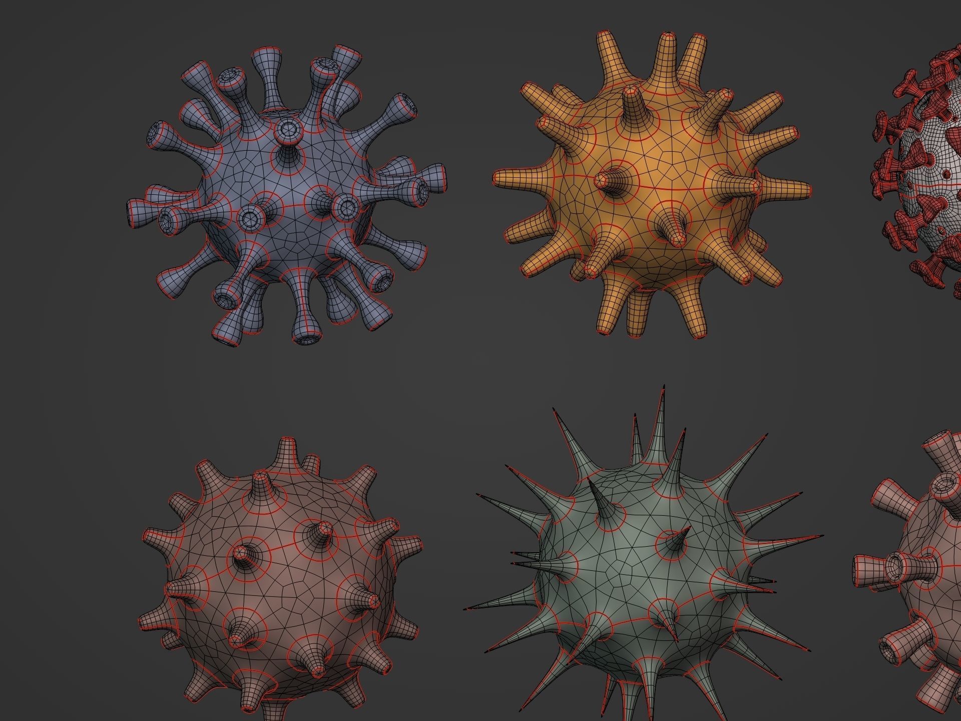 viruses and Cells Collection Low-poly 3D model_9