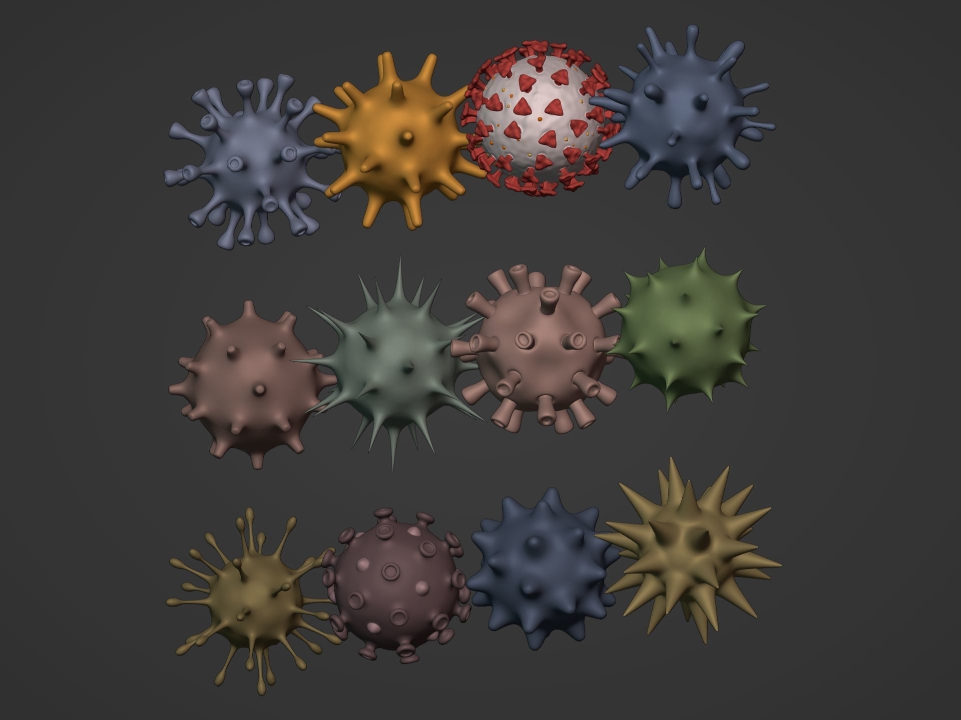 viruses and Cells Collection Low-poly 3D model_4