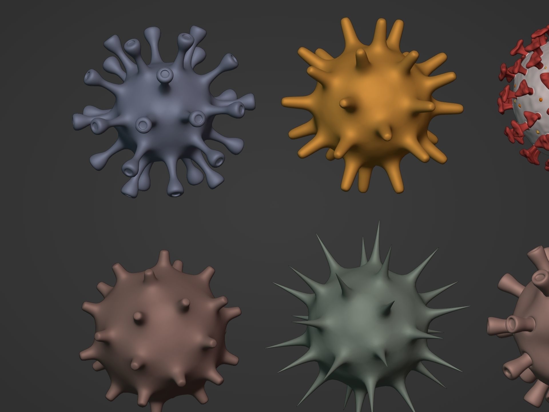 viruses and Cells Collection Low-poly 3D model_8