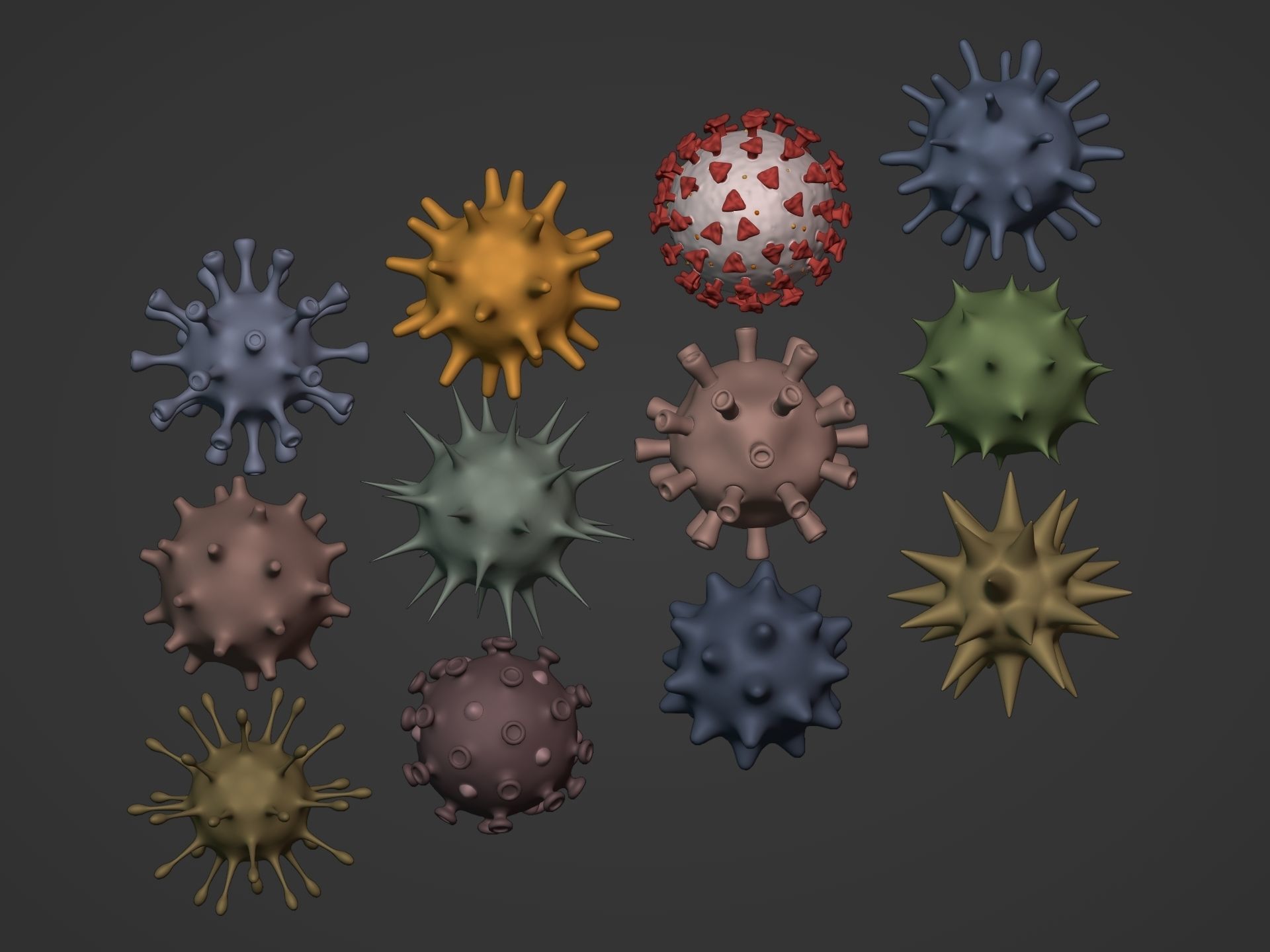 viruses and Cells Collection Low-poly 3D model_6