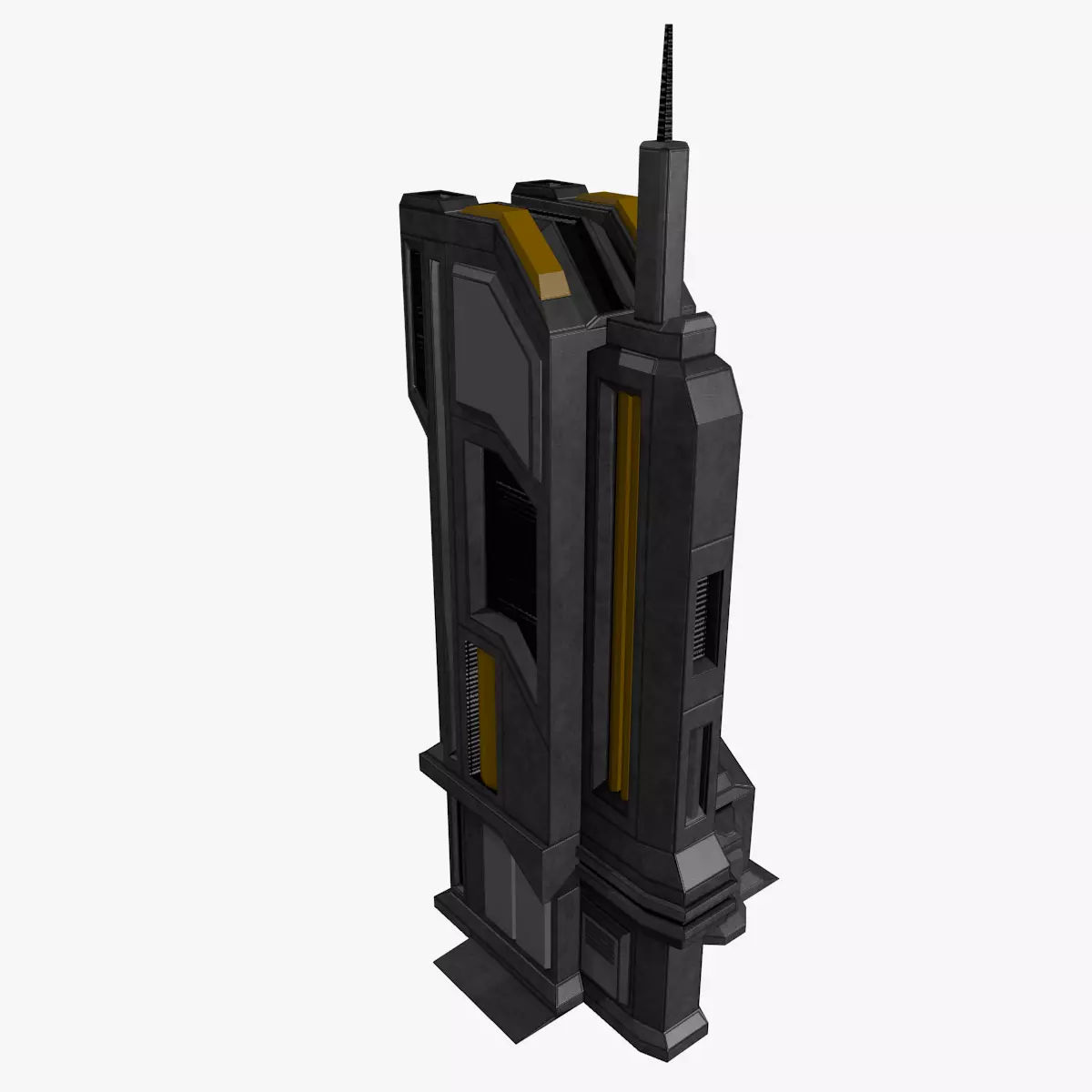 Low-poly Sci-fi Tower Building Low-poly 3D model_0