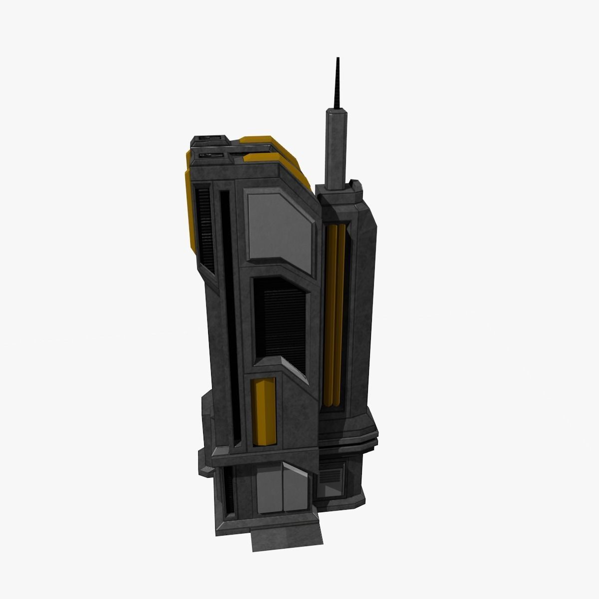 Low-poly Sci-fi Tower Building Low-poly 3D model_1