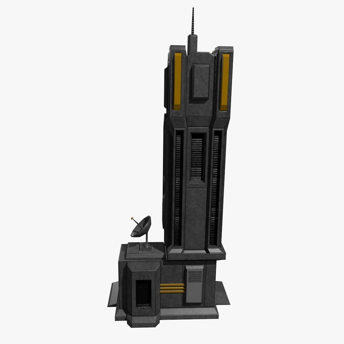 Low-poly Sci-fi Tower Building Low-poly 3D model_2