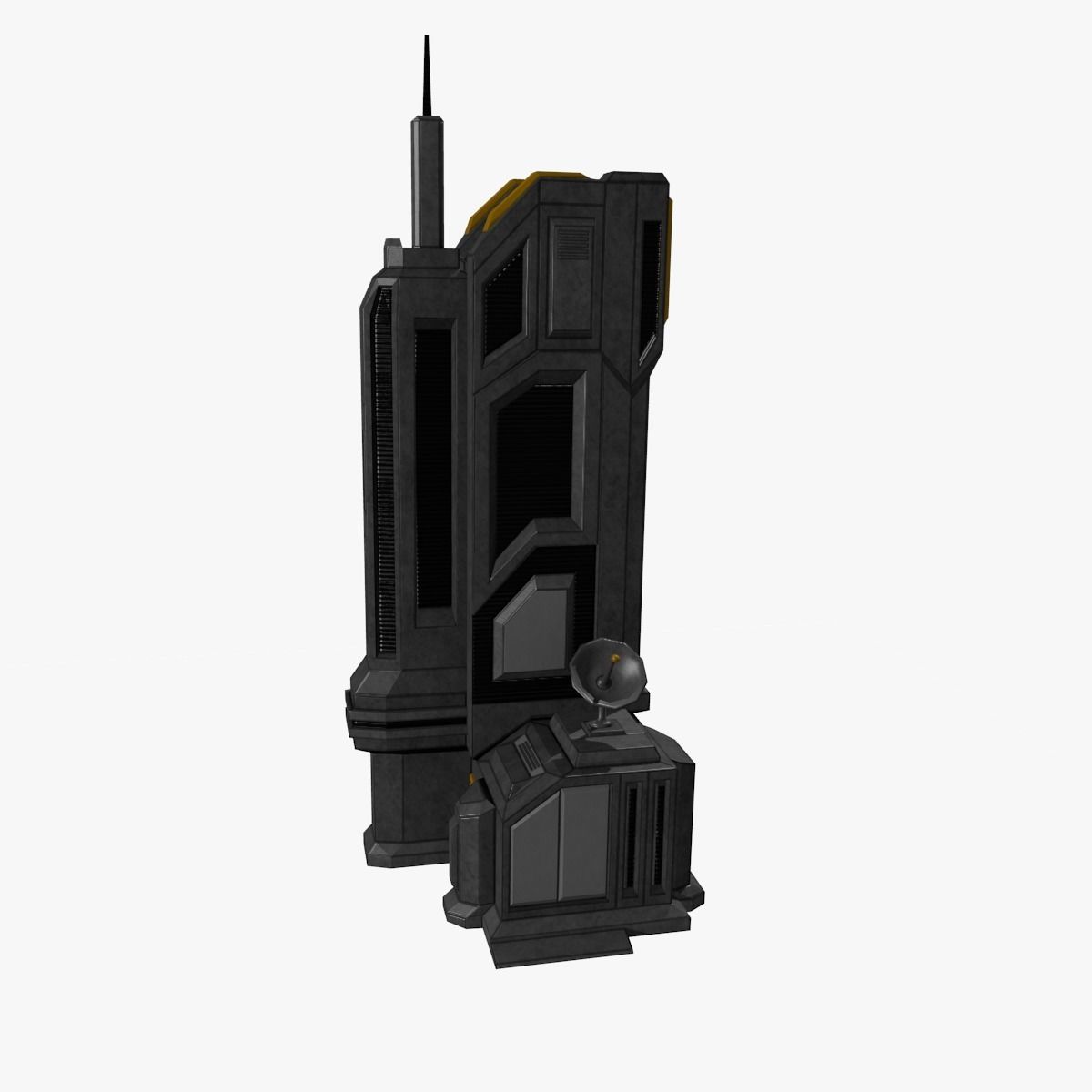 Low-poly Sci-fi Tower Building Low-poly 3D model_3
