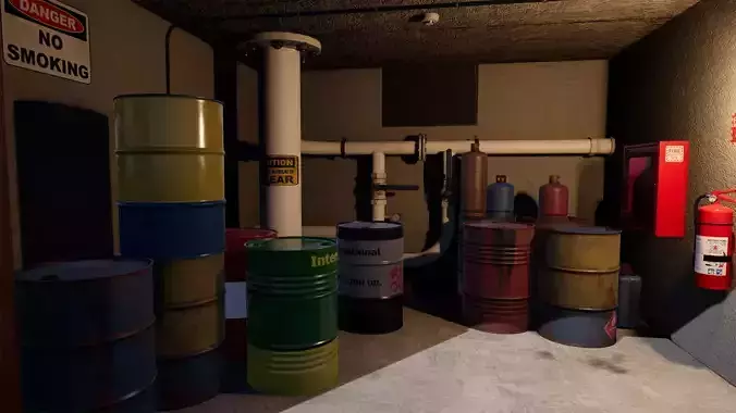 Drums and Jerrycans Low-poly 3D model
