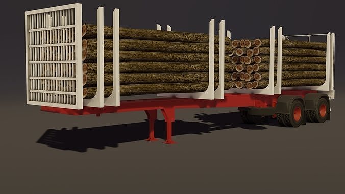 Montenegro Logging trailer Low-poly 3D model