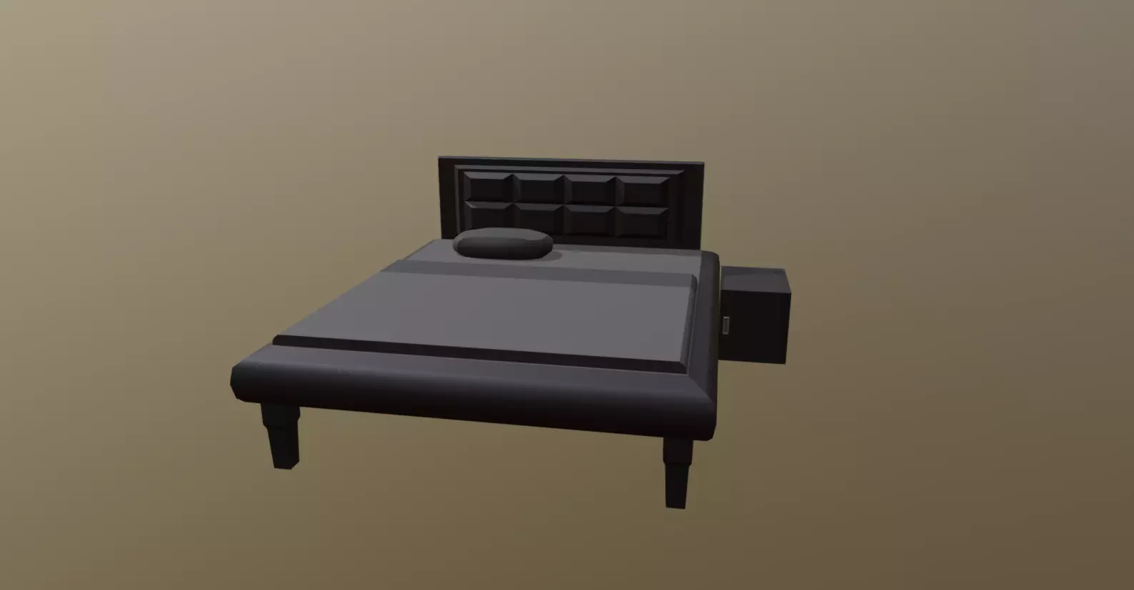 Bed and little prop  Low-poly 3D model_0