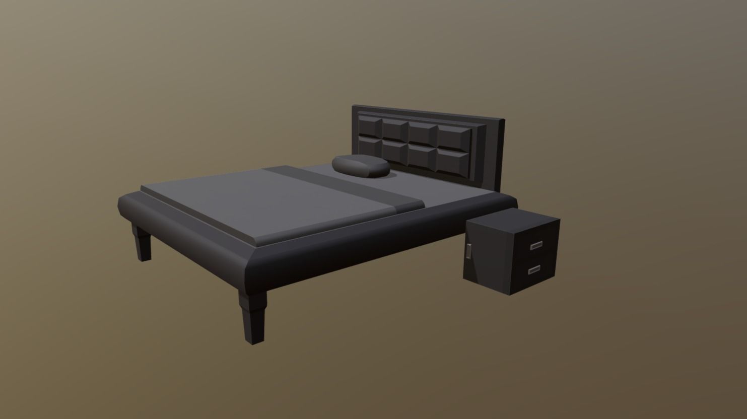 Bed and little prop  Low-poly 3D model_2