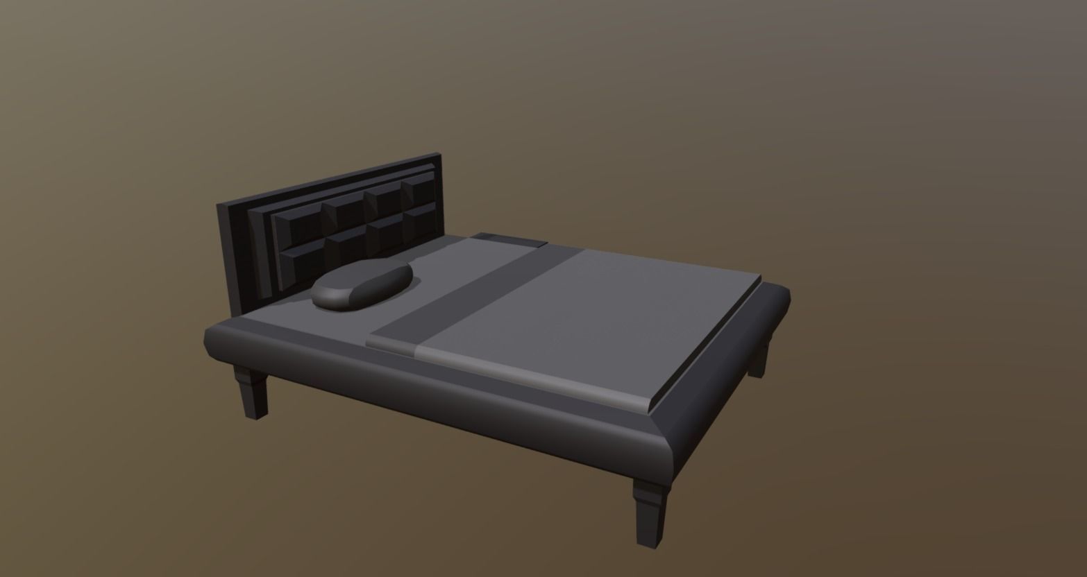 Bed and little prop  Low-poly 3D model_1
