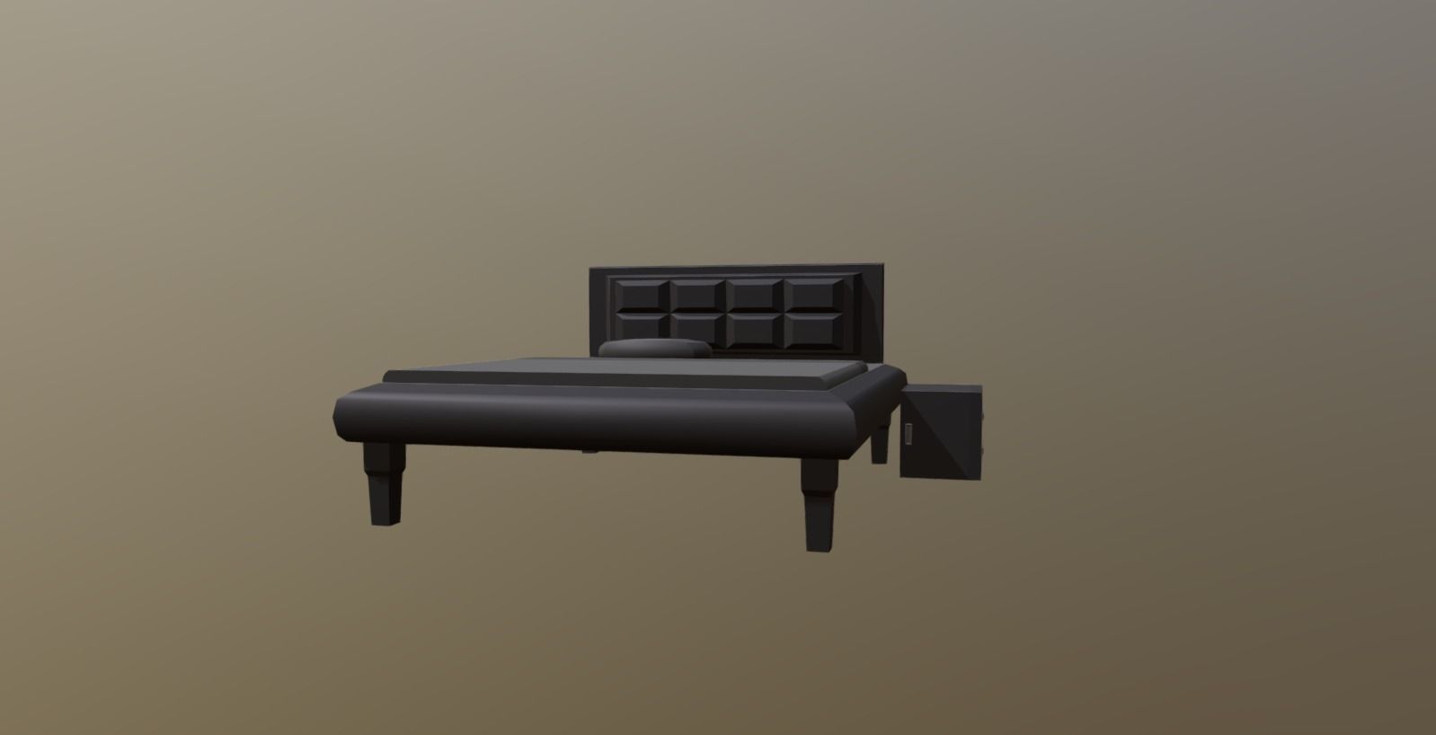 Bed and little prop  Low-poly 3D model_7
