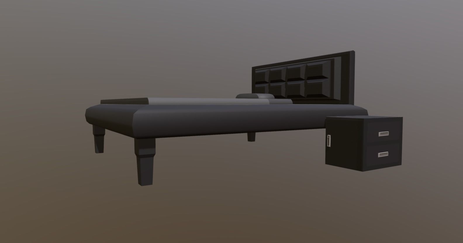 Bed and little prop  Low-poly 3D model_8