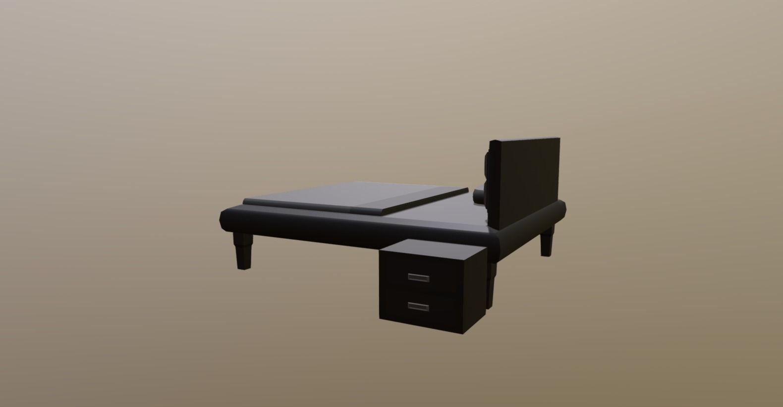 Bed and little prop  Low-poly 3D model_3