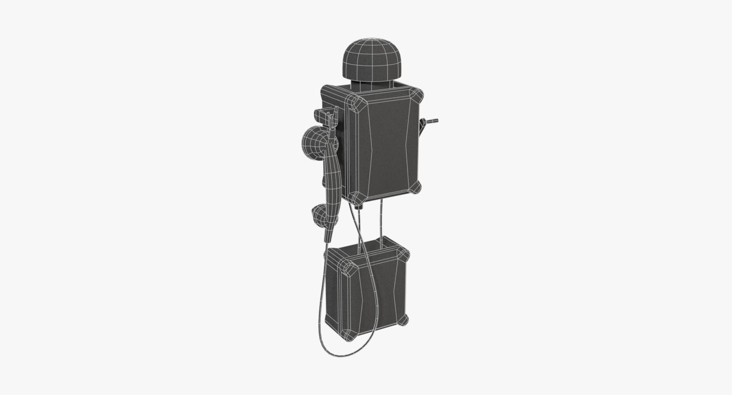 German Wall Telephone WWII Low-poly 3D model_6