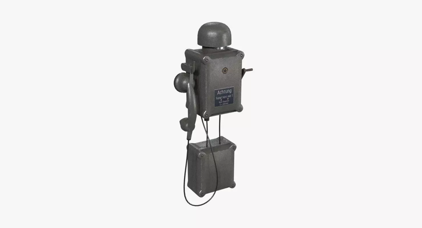 German Wall Telephone WWII Low-poly 3D model_0