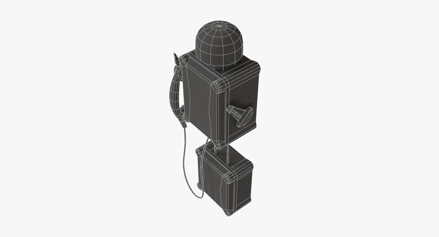 German Wall Telephone WWII Low-poly 3D model_8