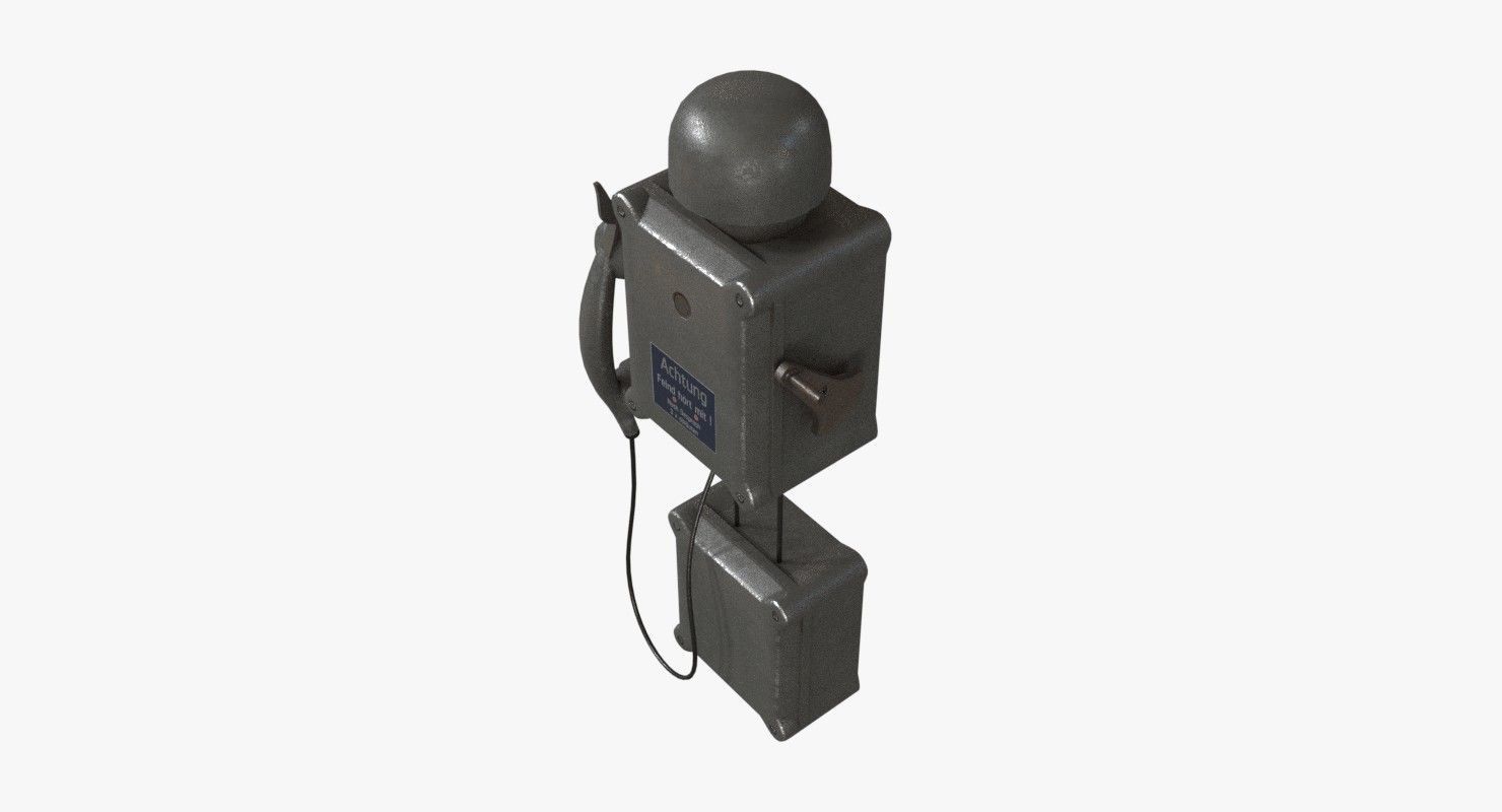 German Wall Telephone WWII Low-poly 3D model_3