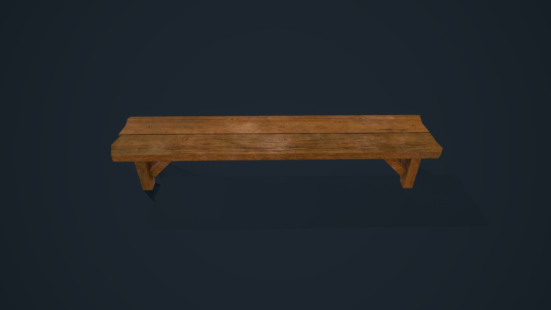Wooden Bench Low-poly 3D model_12