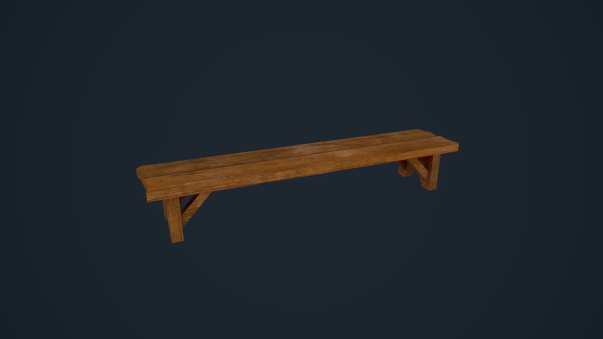 Wooden Bench Low-poly 3D model_6