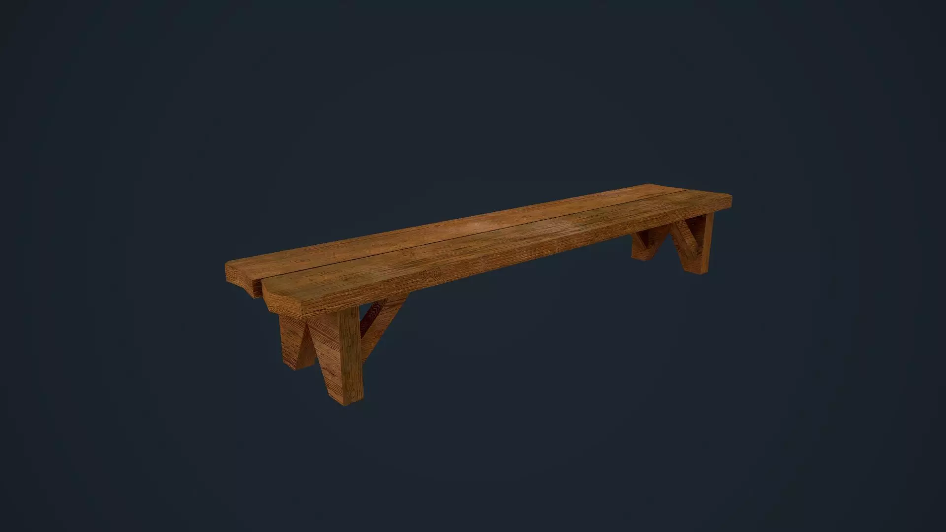 Wooden Bench Low-poly 3D model_0