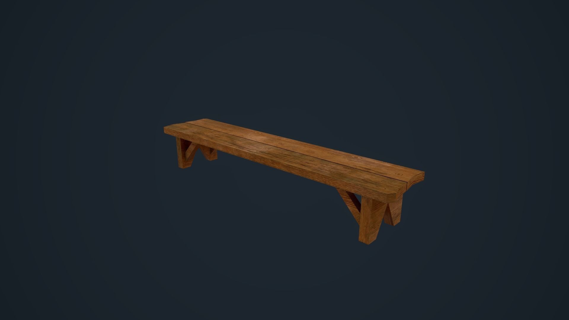 Wooden Bench Low-poly 3D model_3