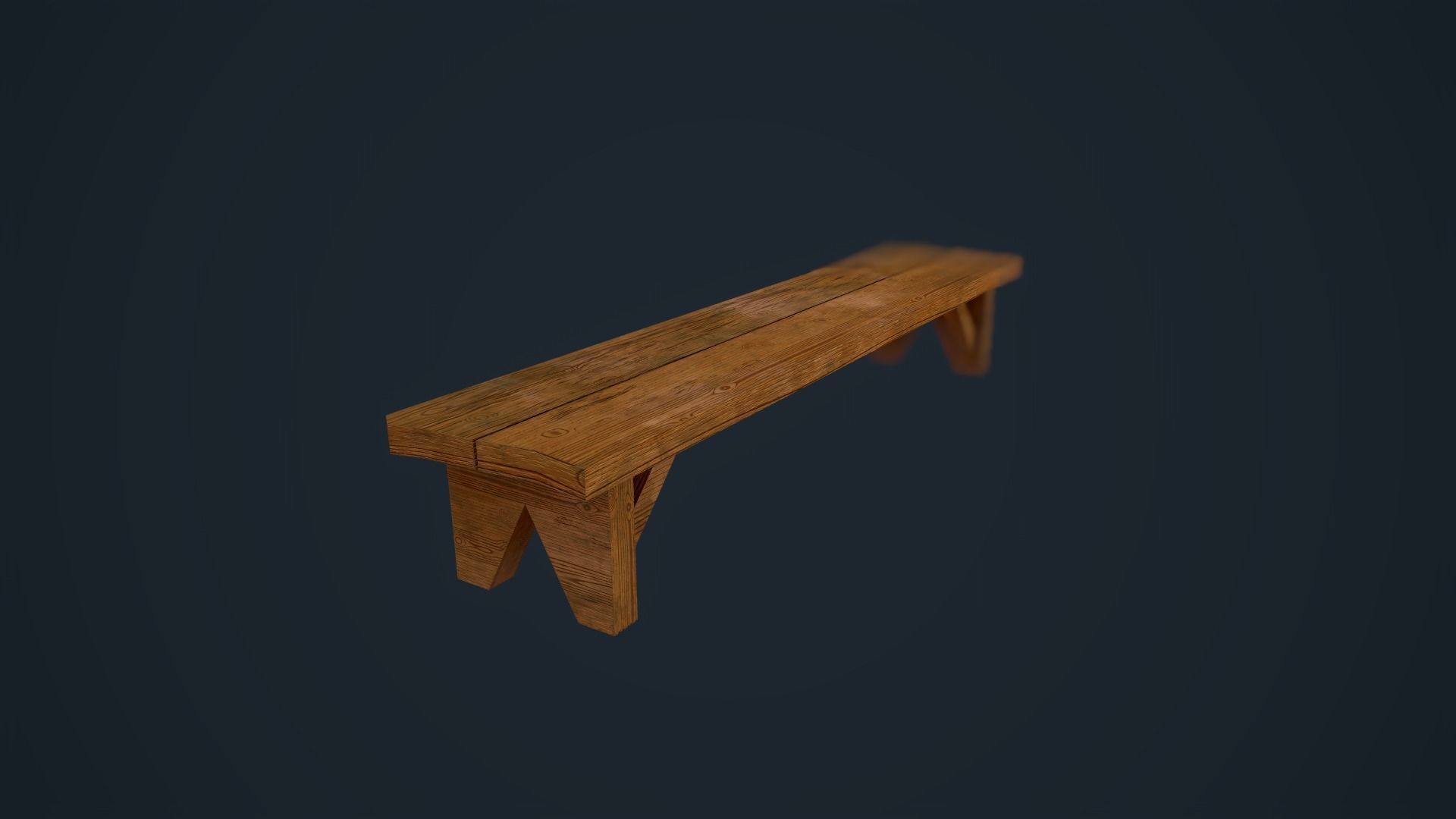 Wooden Bench Low-poly 3D model_5