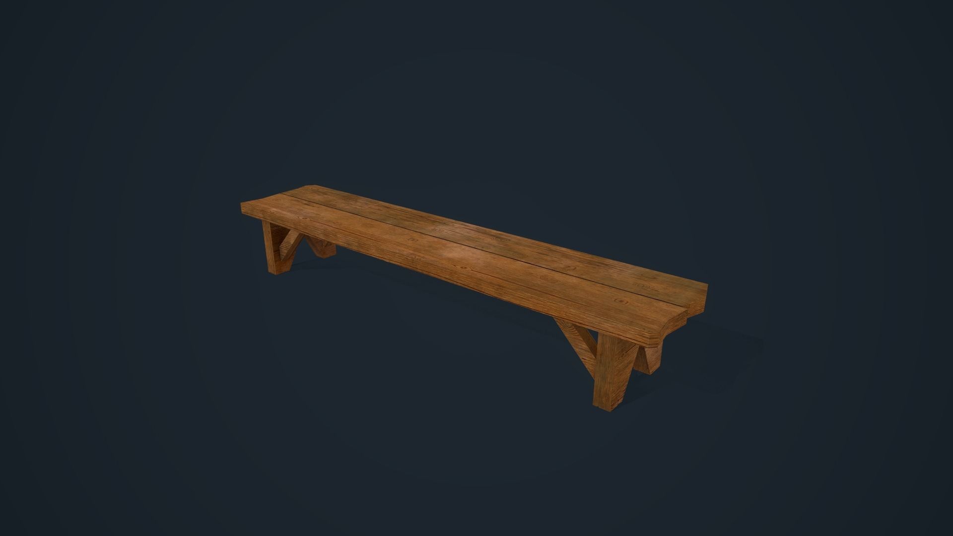 Wooden Bench Low-poly 3D model_8