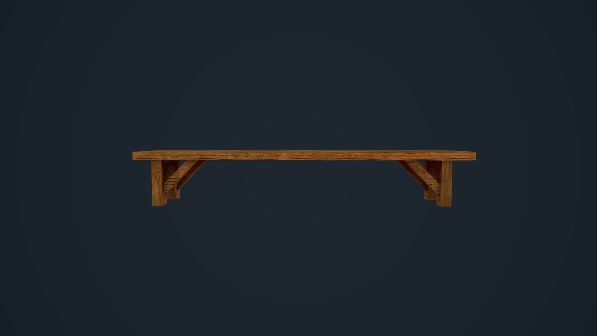 Wooden Bench Low-poly 3D model_7