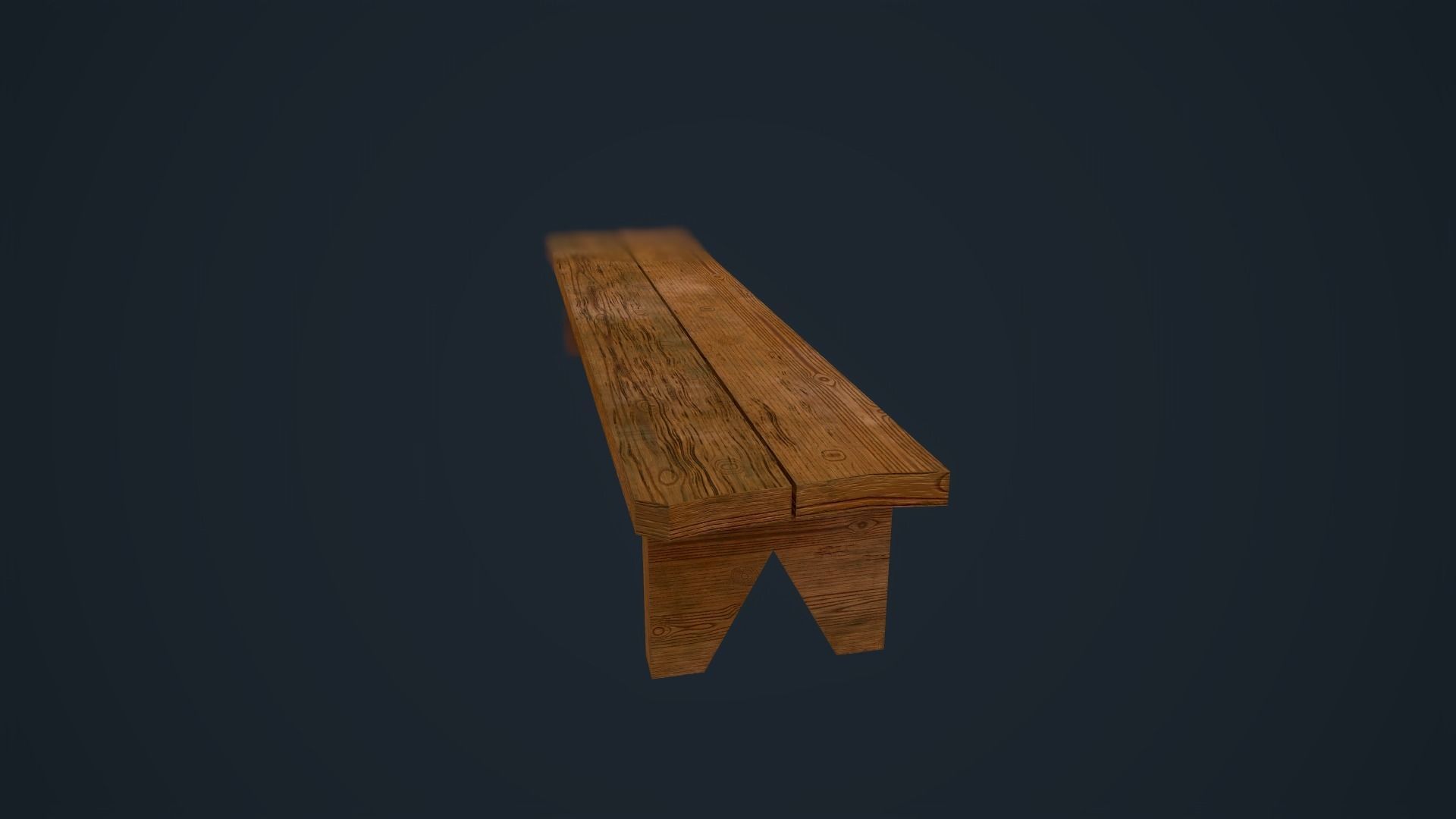 Wooden Bench Low-poly 3D model_4