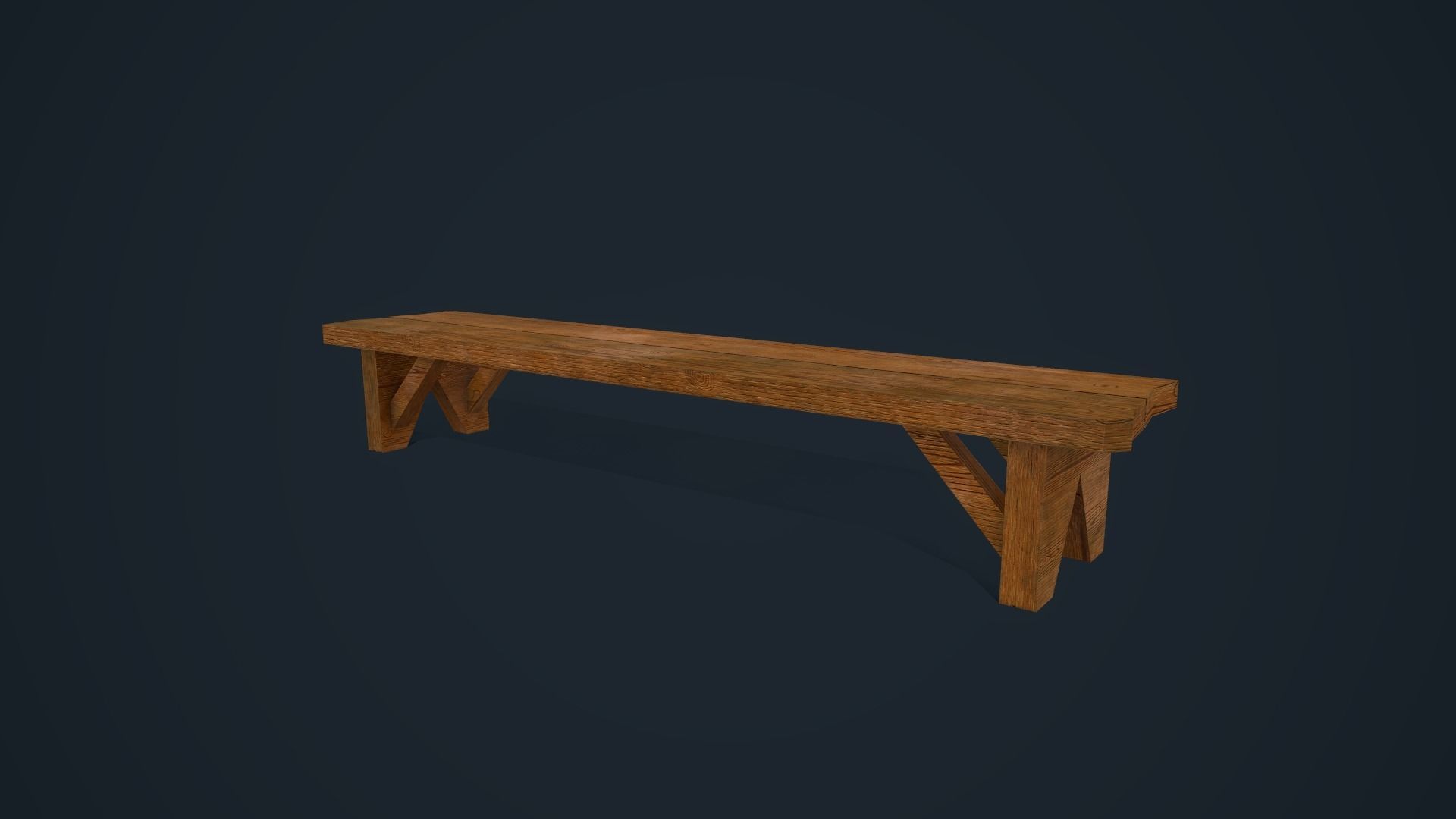 Wooden Bench Low-poly 3D model_11