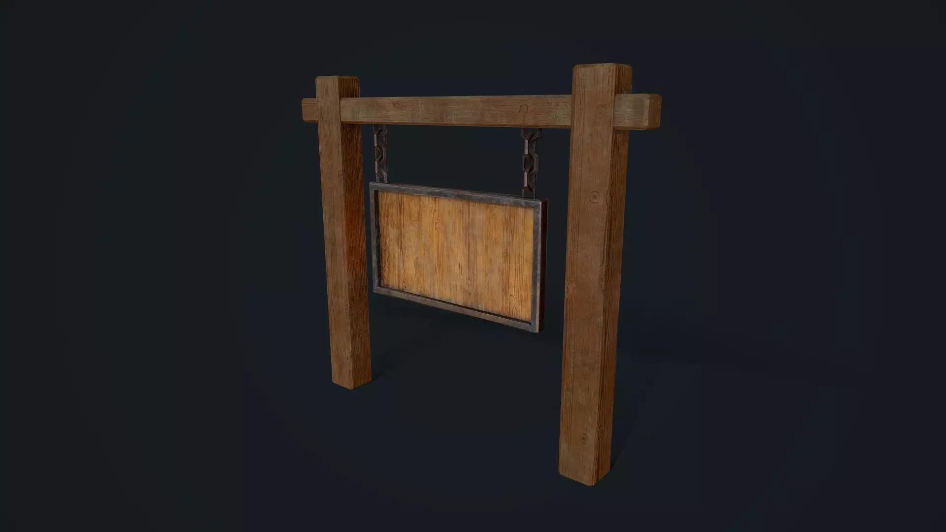 Medieval Signboard Low-poly 3D model_0