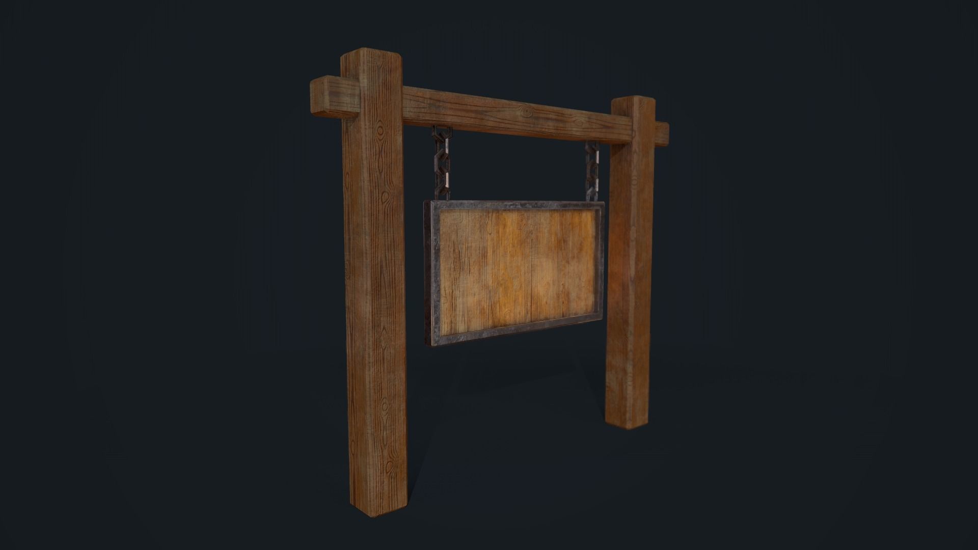 Medieval Signboard Low-poly 3D model_9