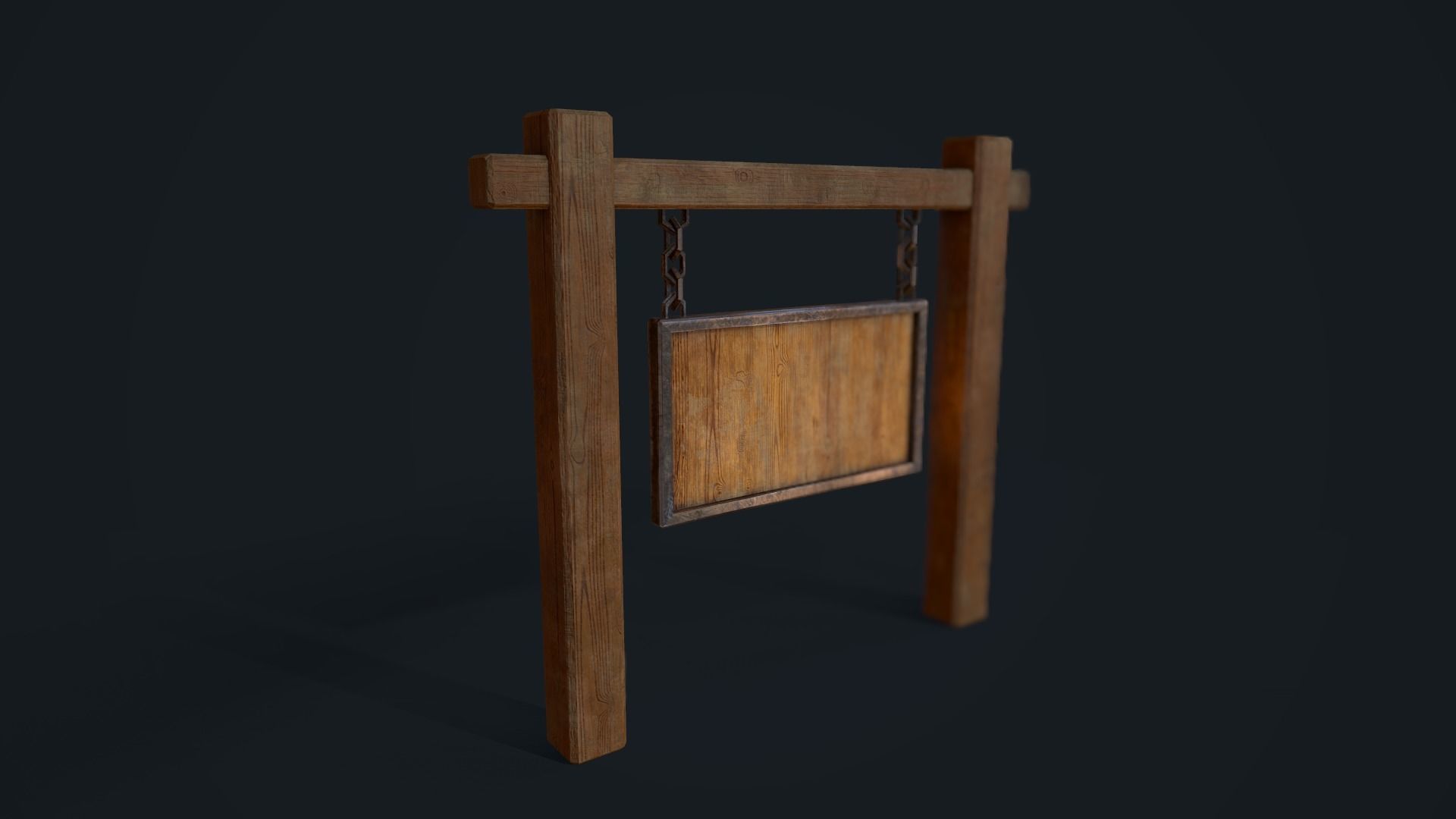 Medieval Signboard Low-poly 3D model_4