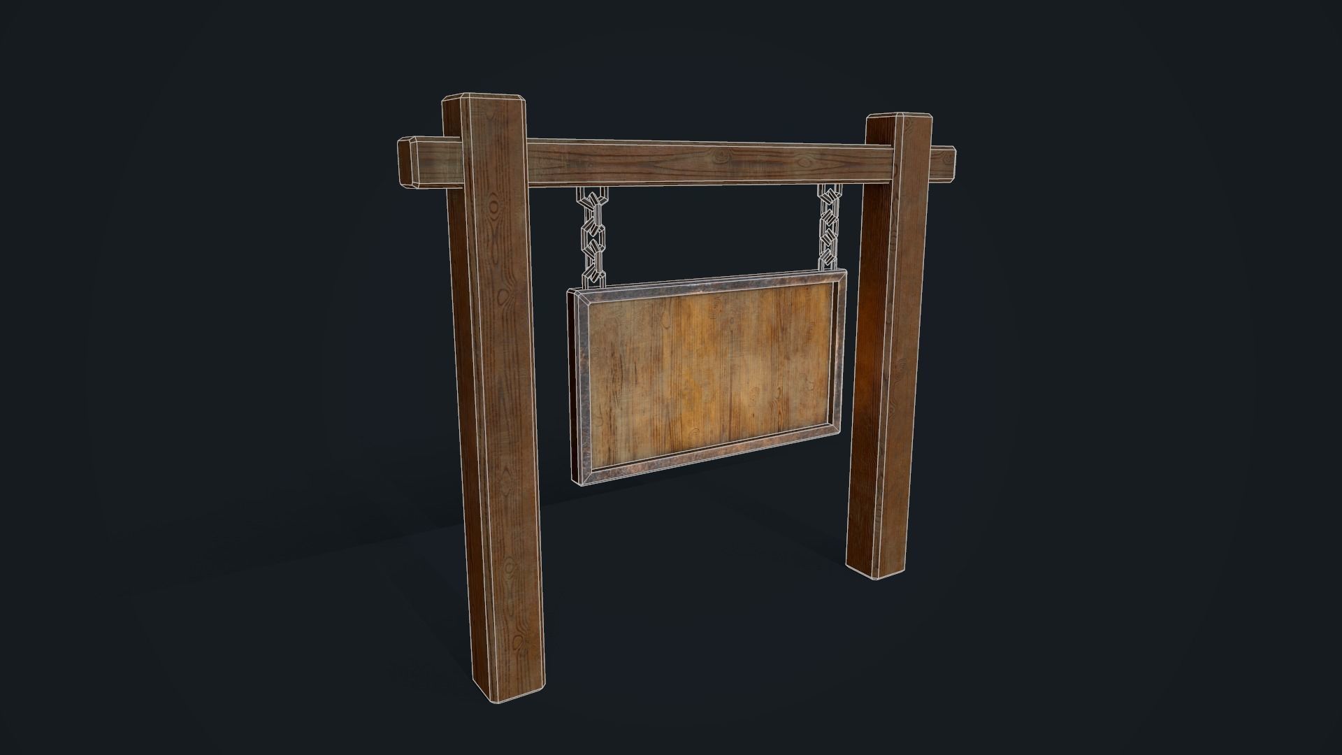 Medieval Signboard Low-poly 3D model_11