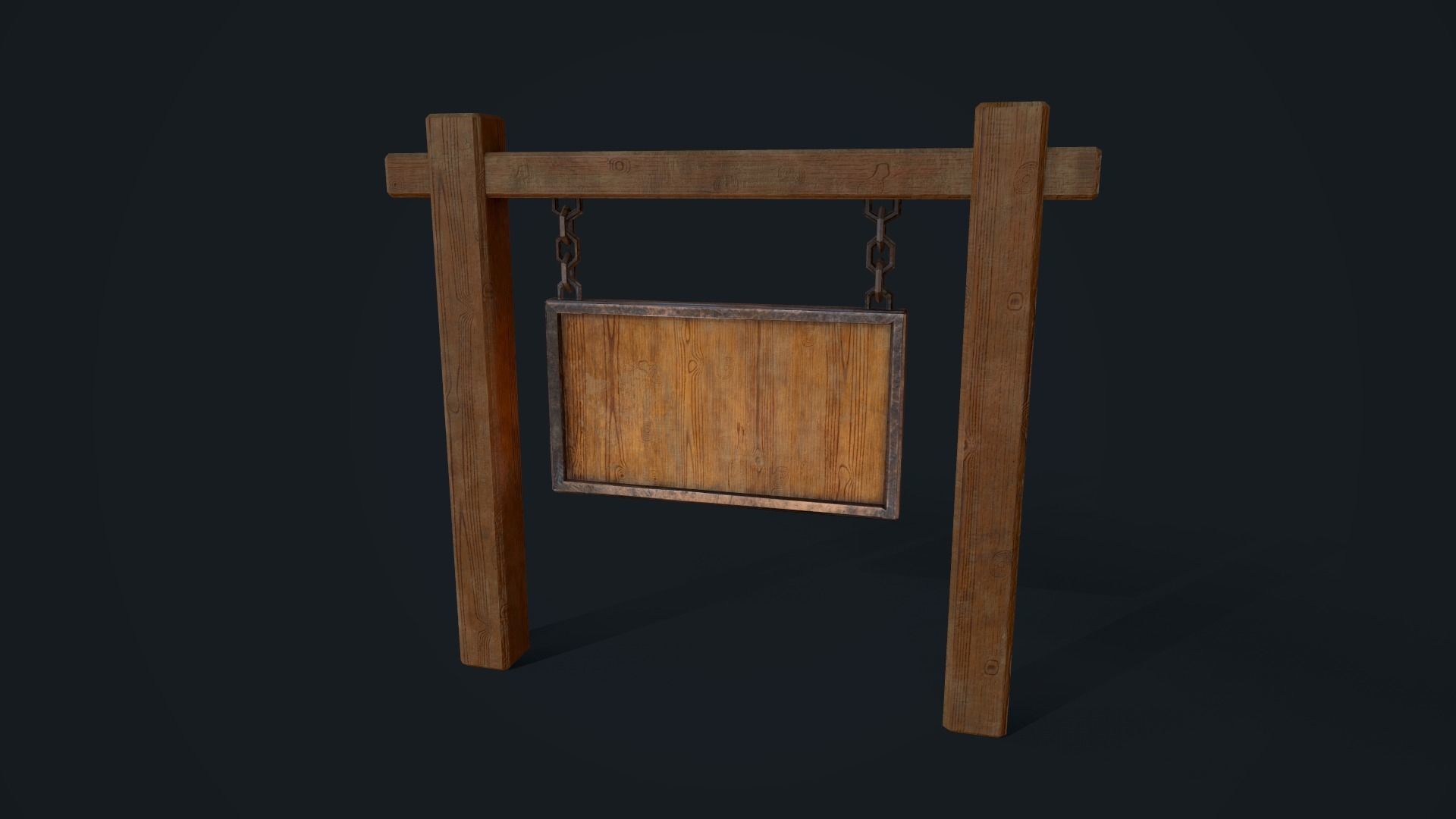 Medieval Signboard Low-poly 3D model_2