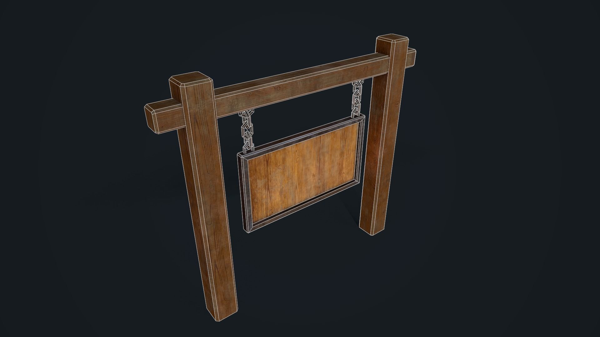 Medieval Signboard Low-poly 3D model_13
