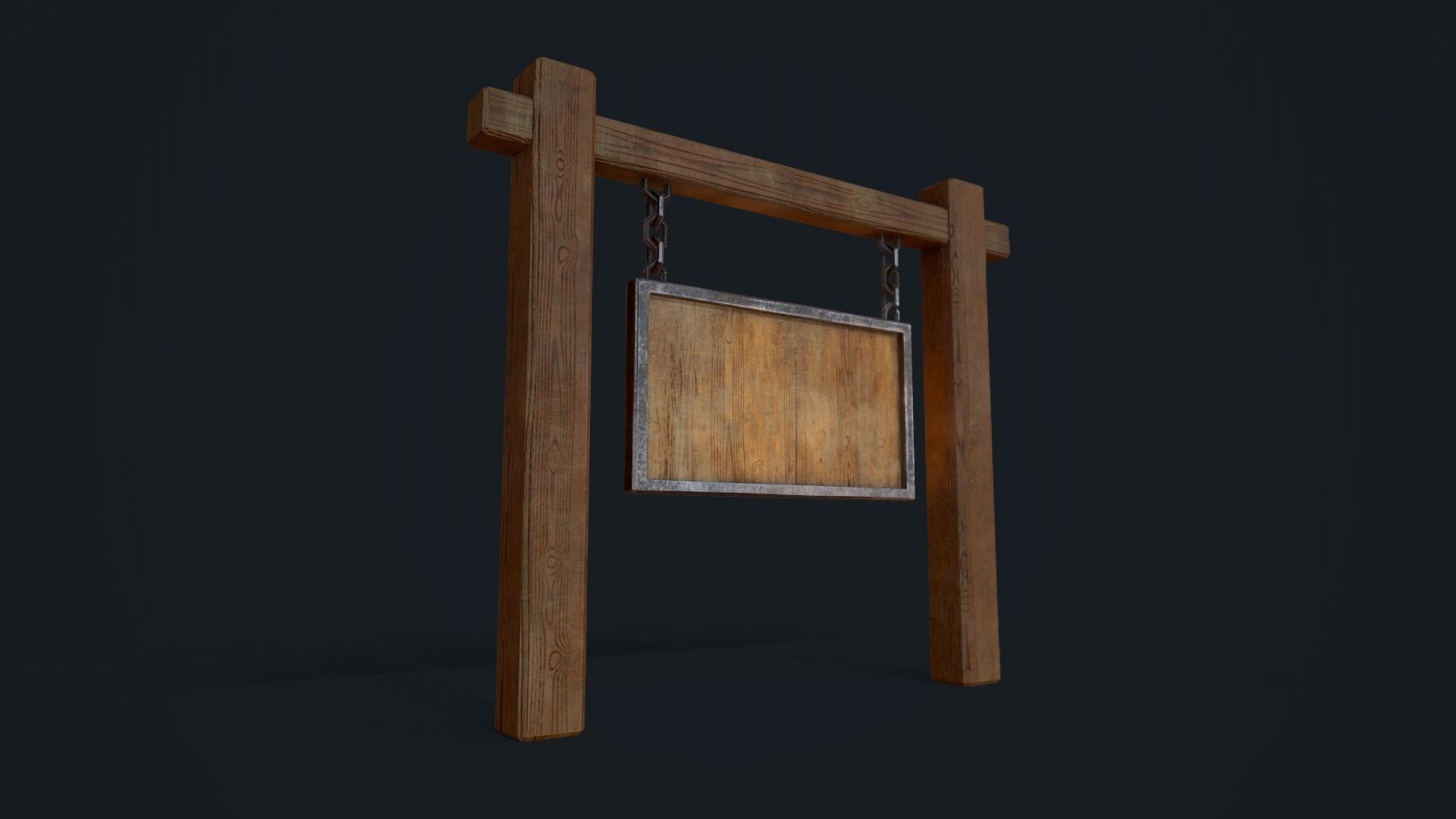 Medieval Signboard Low-poly 3D model_10