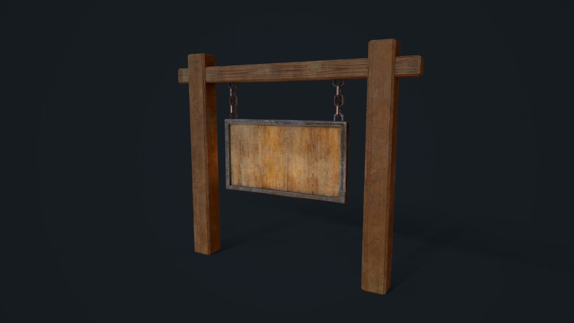 Medieval Signboard Low-poly 3D model_7
