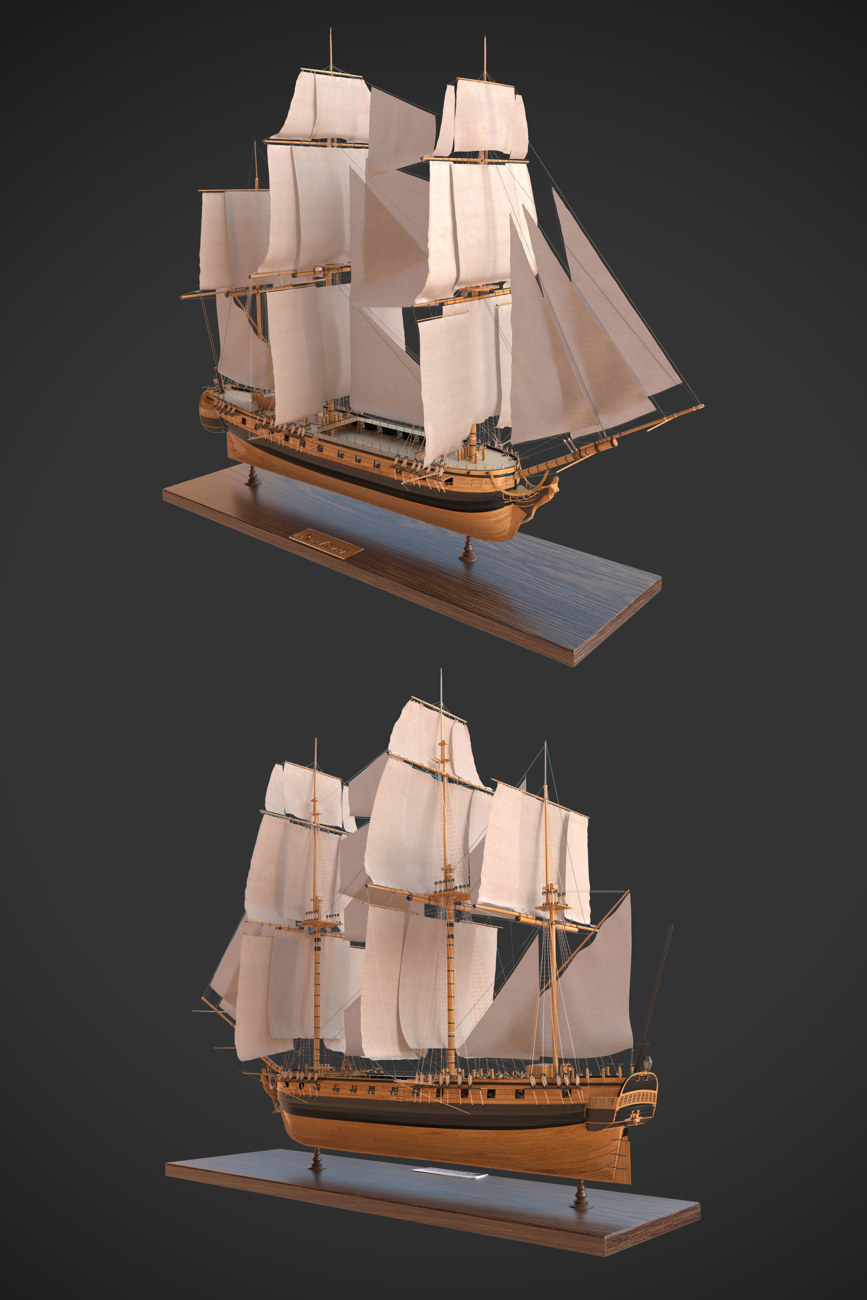 Sailing ship Katrin 3D model_4