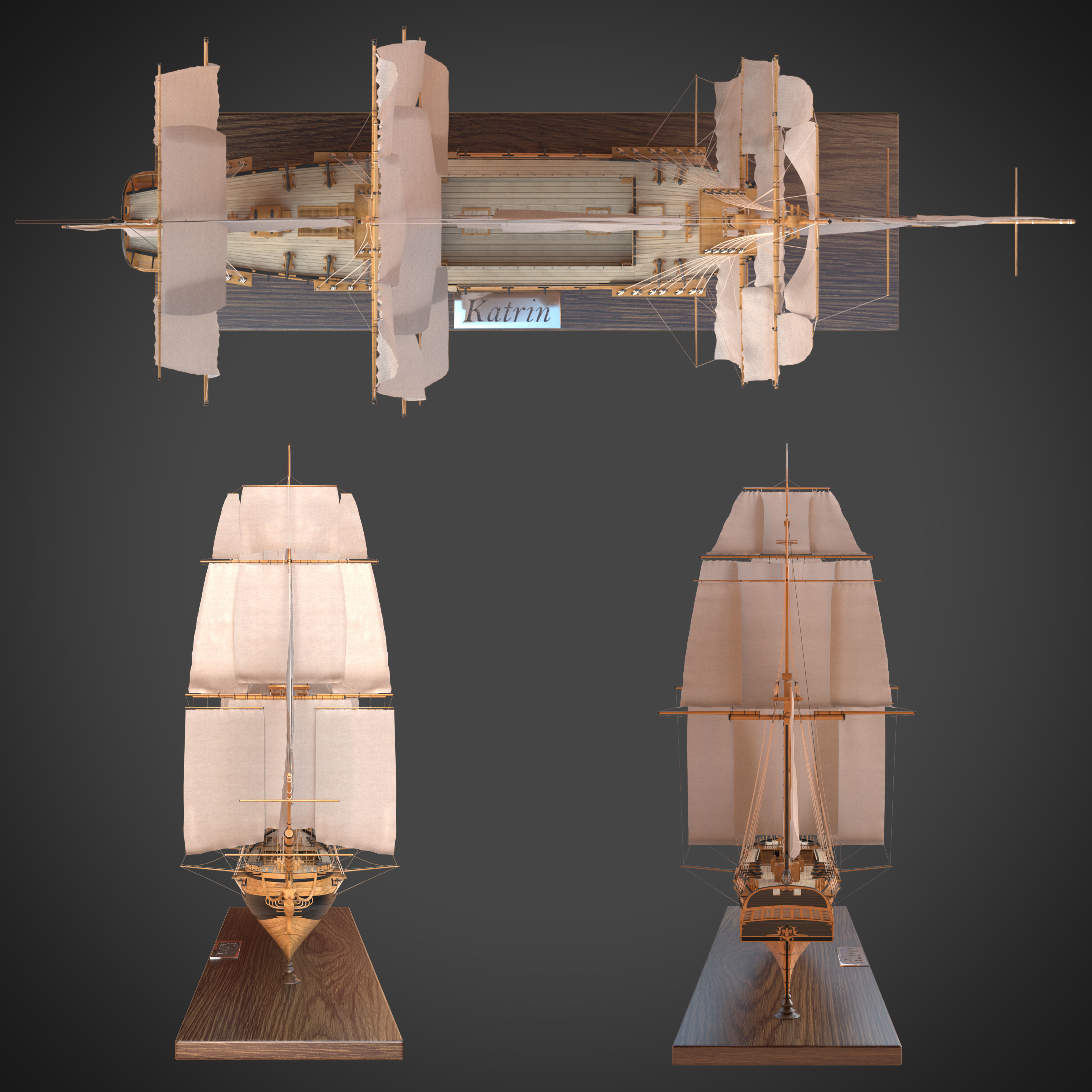 Sailing ship Katrin 3D model_1