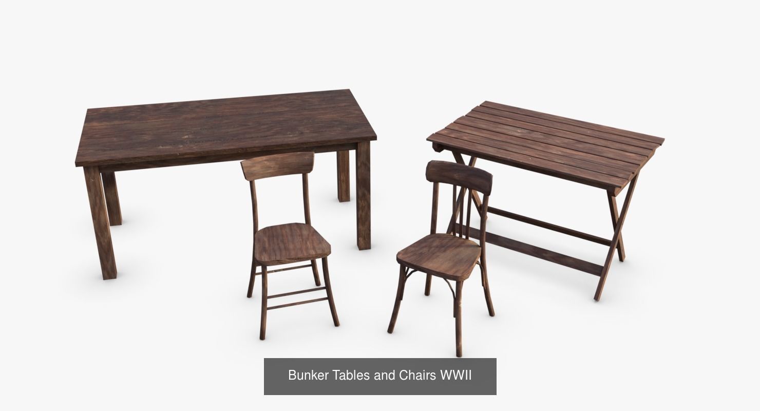 Bundle German Bunker Furnitures WWII 3D Model Collection_6