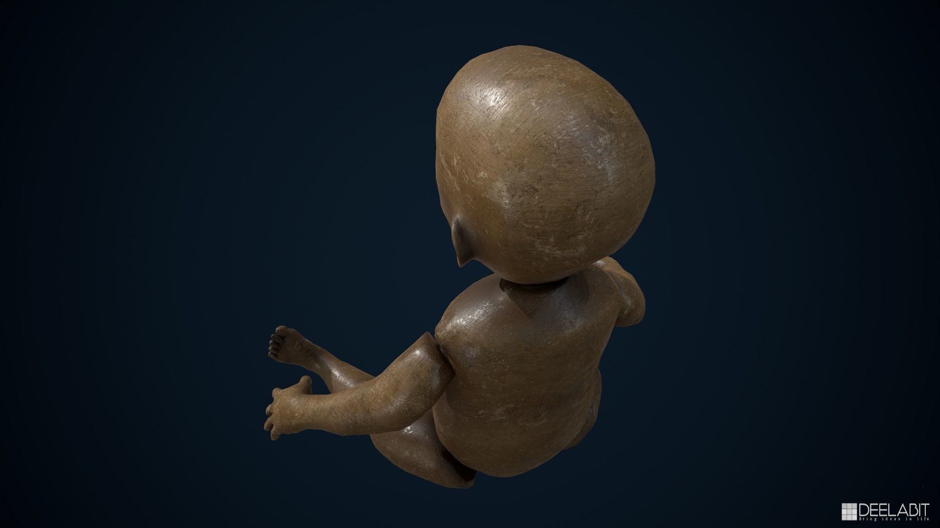 Wooden or Plastic doll Low-poly 3D model_3
